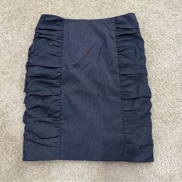 Anthropologie Cantonnier Blue Rouching Pencil Skirt WomenSize 6 Blue Knee Length - Picture 6 of 13